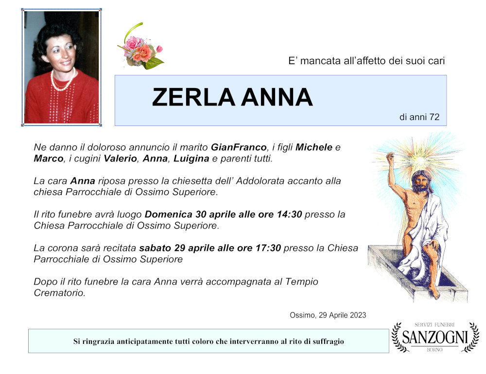 29 aprile 2023: def anna zerla