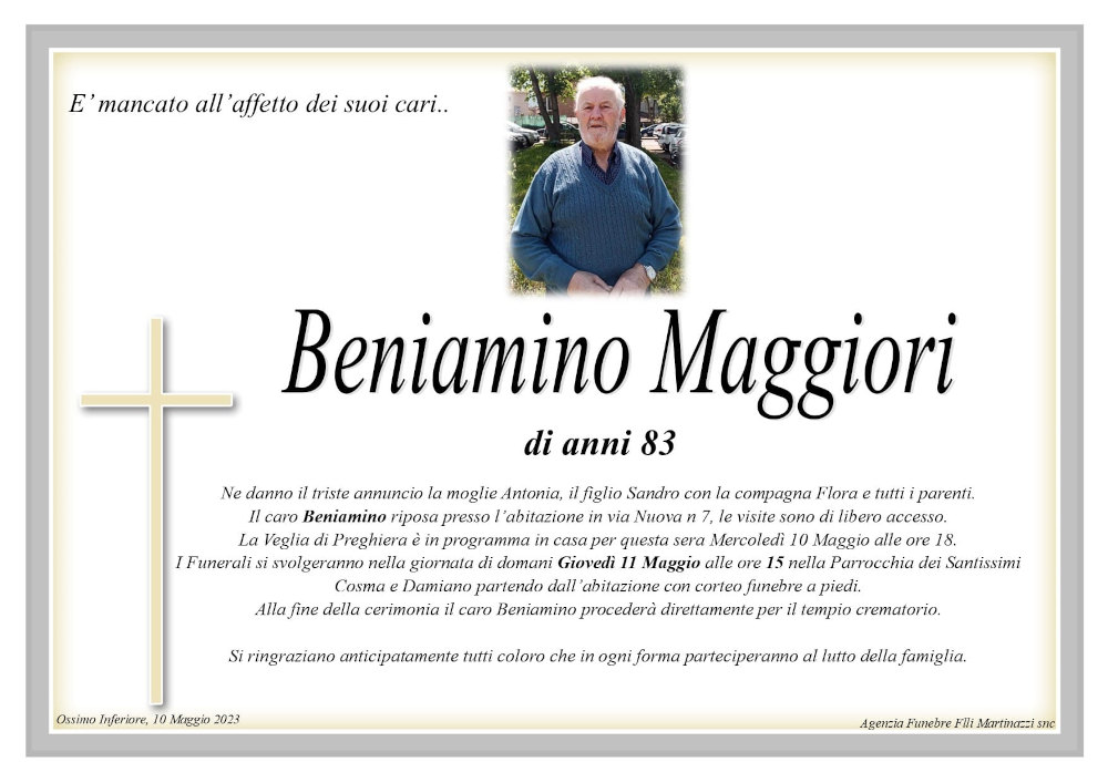 10 maggio 2023: def beniamino maggiori