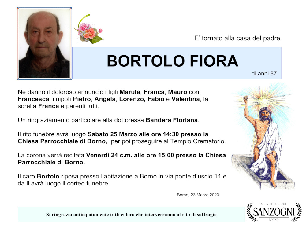 23 marzo 2023: def bortolo fiora