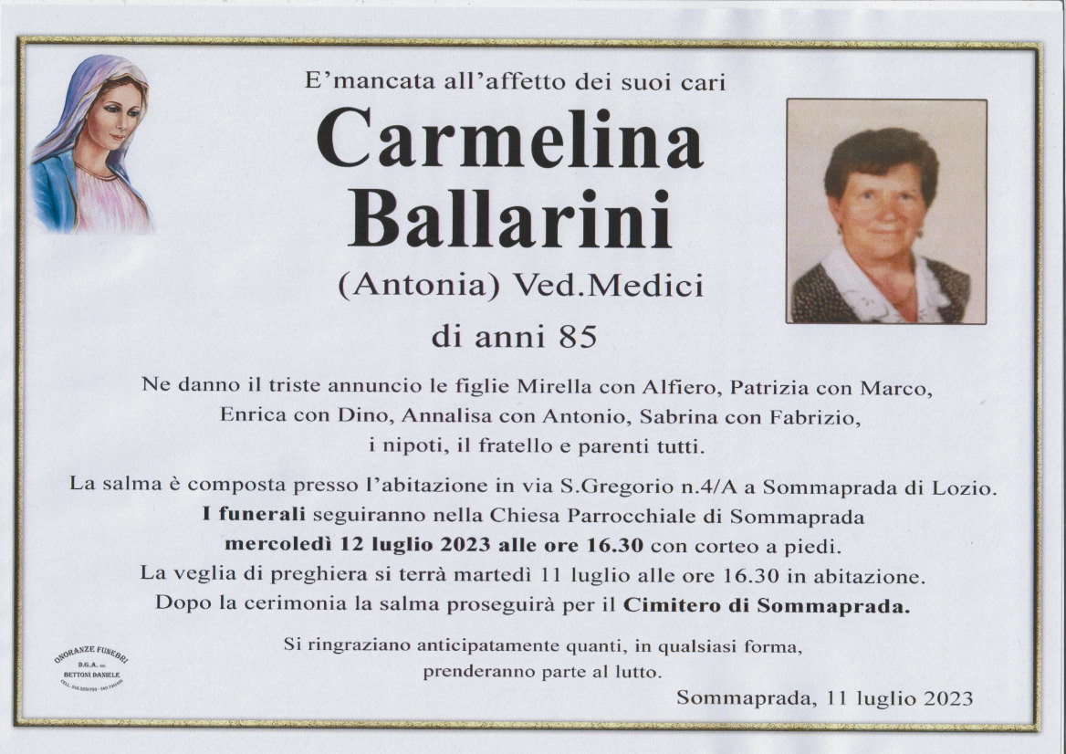 11 luglio 2023: def carmelina ballarini