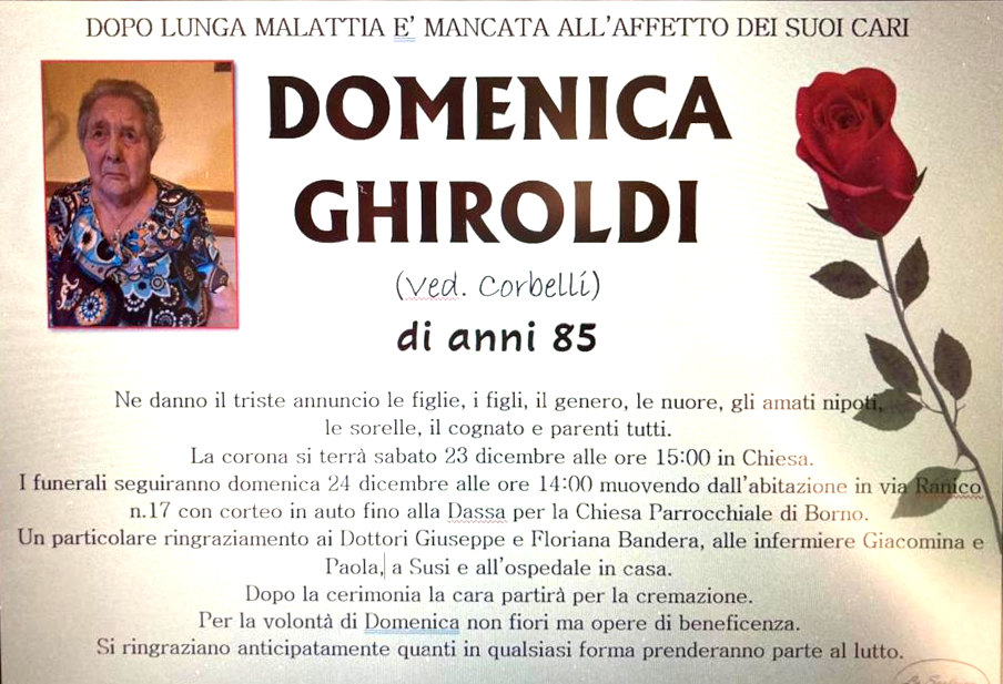 23 dicembre 2023: def Domenica Ghiroldi - Borno