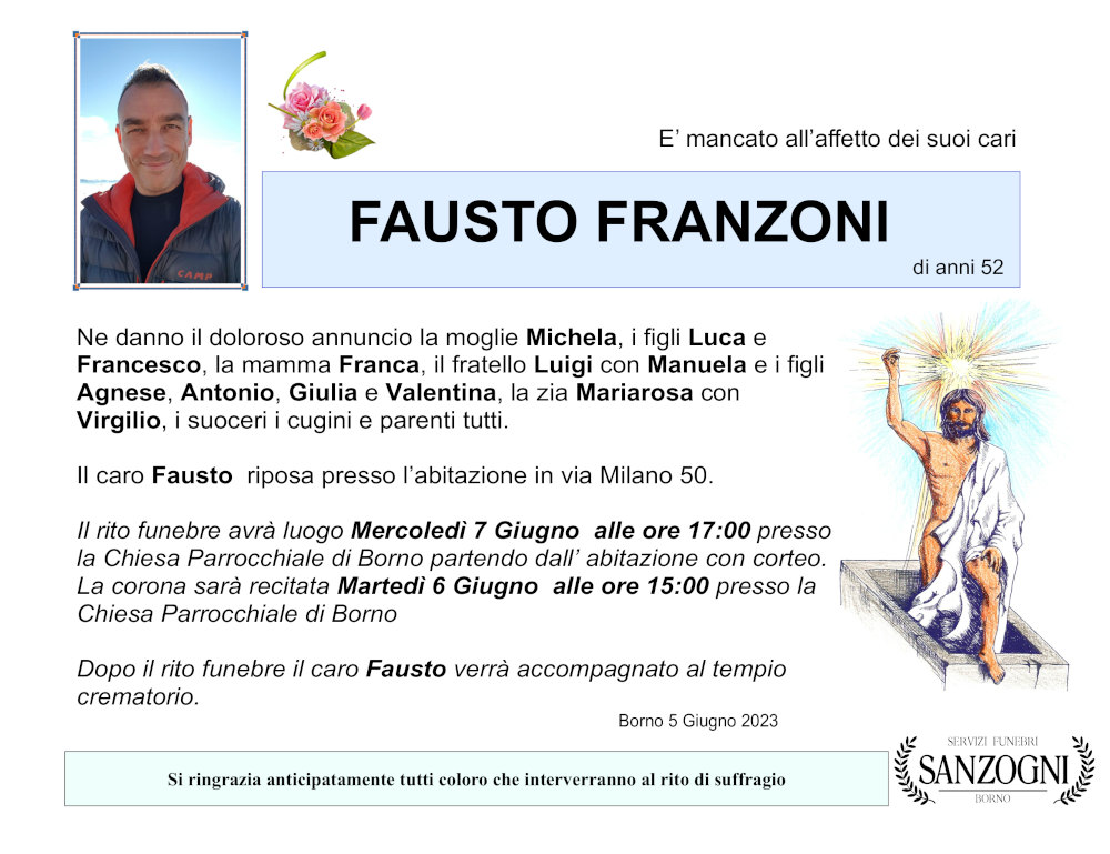 5 giugno 2023: def fausto franzoni