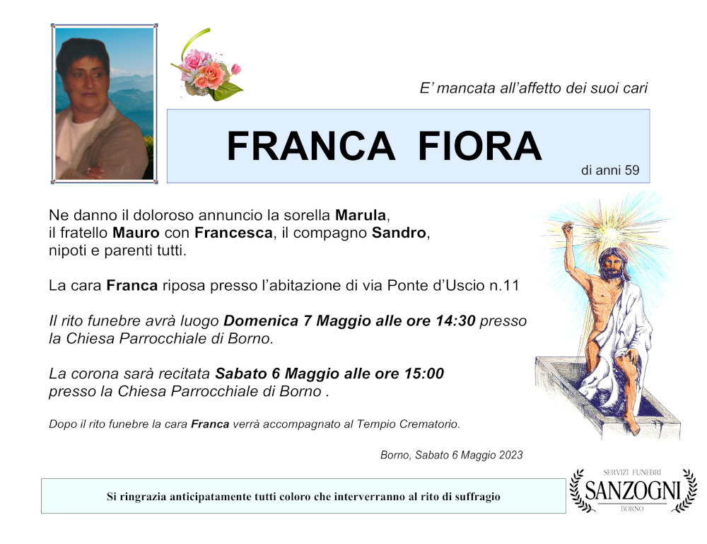 6 maggio 2023: def franca fiora