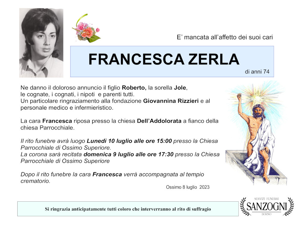 sab 8 luglio: def francesca zerla