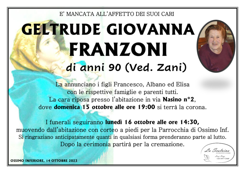 13 ottobre 2023: def Geltrude Giovanna Franzoni Ossimo Inf.