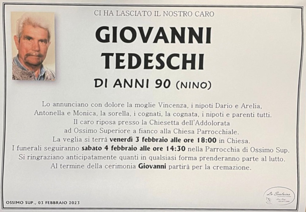 3 feb 2023: def giovanni tedeschi