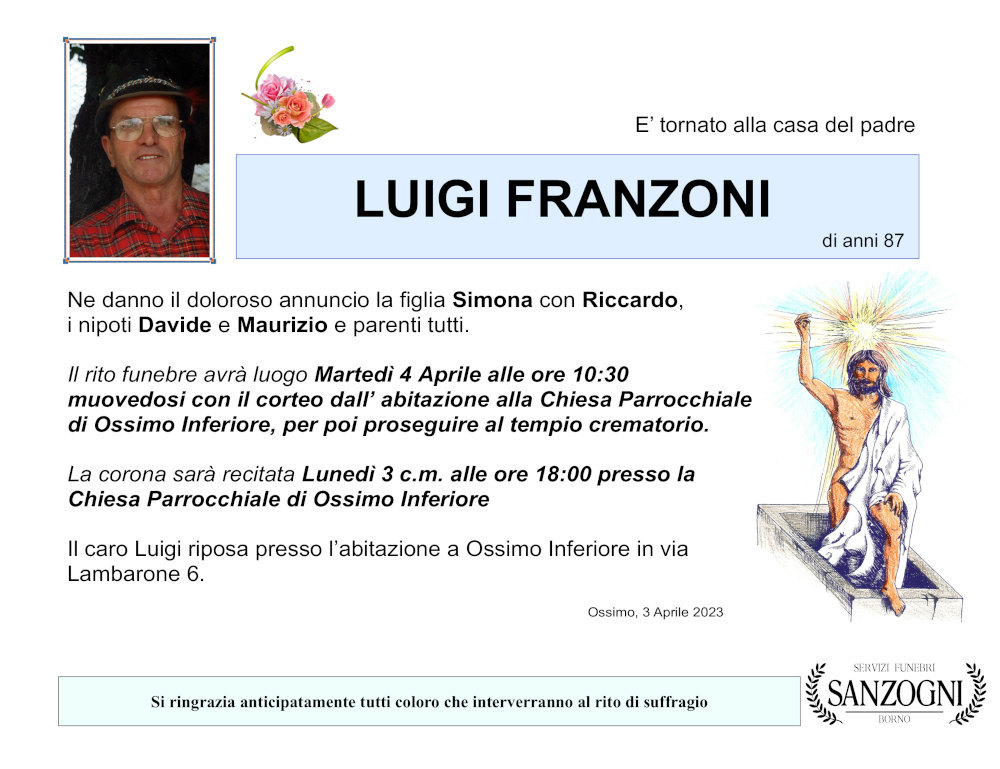 2 aprile 2023: def luigi franzoni