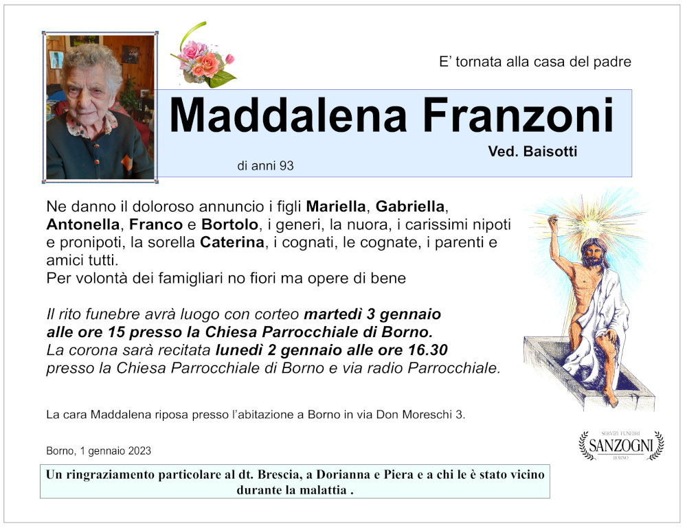 1 gen 2023: def maddalena franzoni