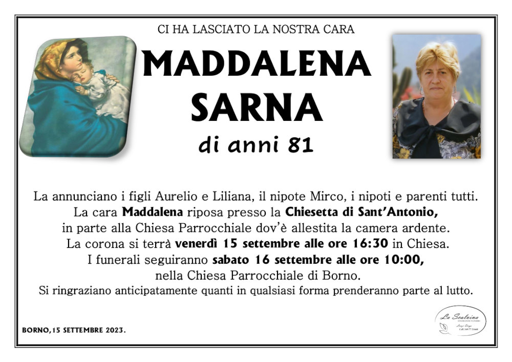 15 settembre 2023: def Maddalena Sarna - Borno