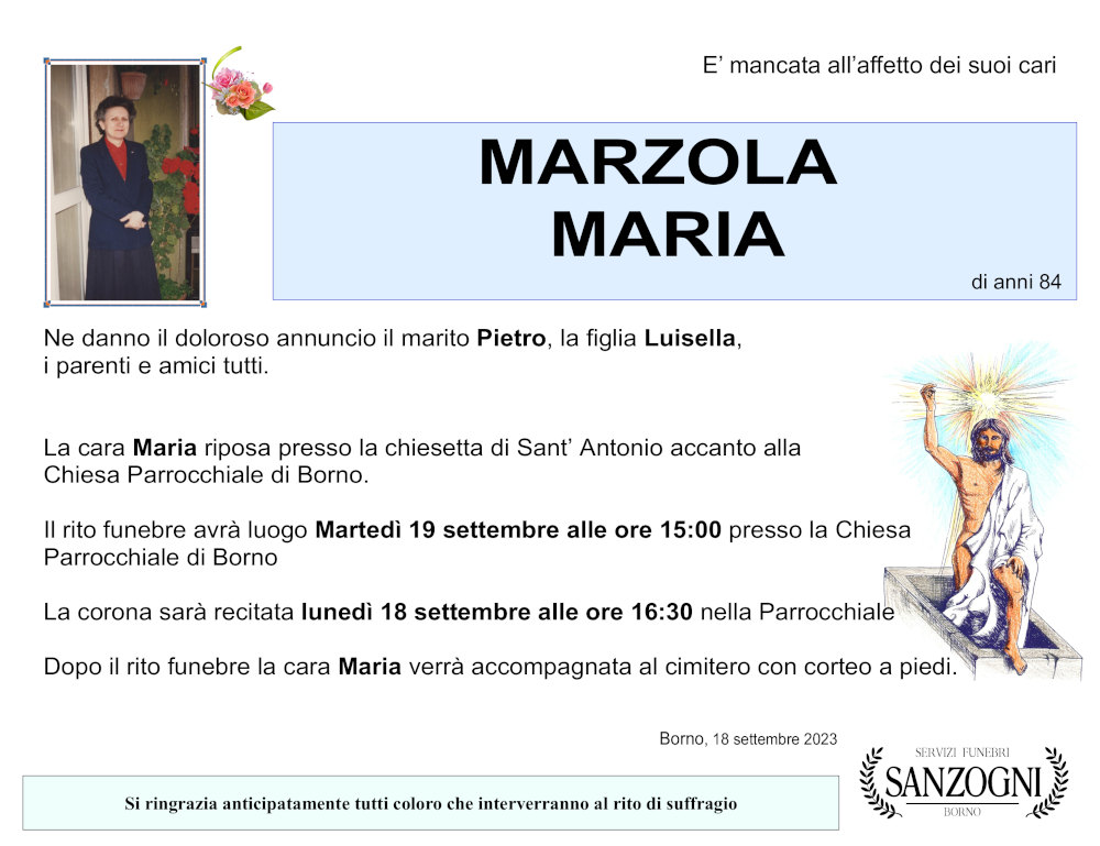 18 settembre 2023: def Maria Marzola