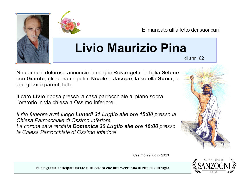 29 luglio 2023: def pina livio maurizio