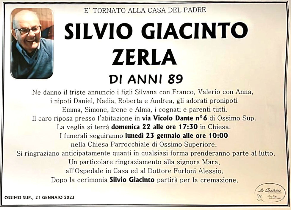 21 gen 2023: def silvio zerla