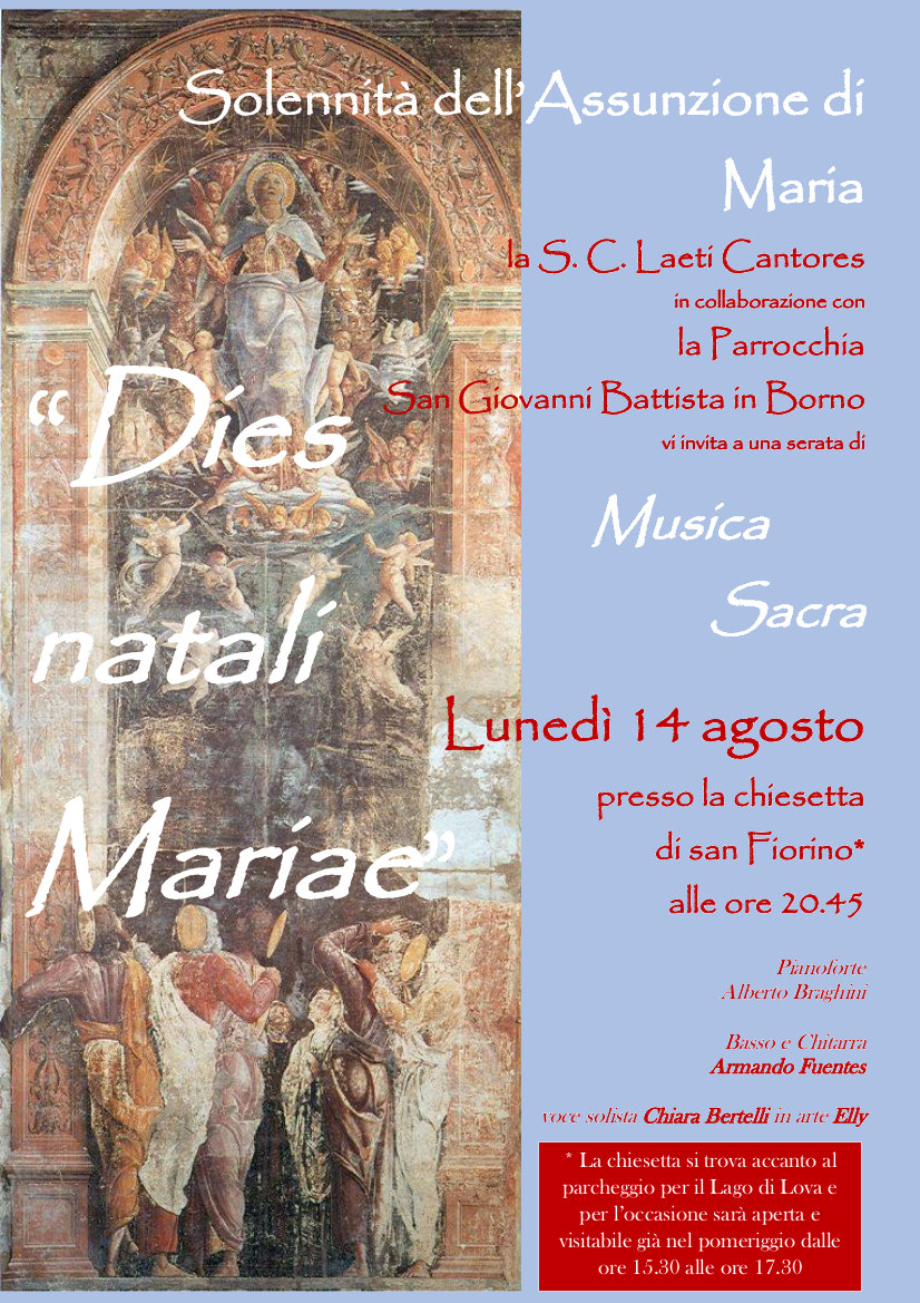 Lunedì 14 agosto 2023: Concerto di musica sacra in chiesa di S. Fiorino a Borno