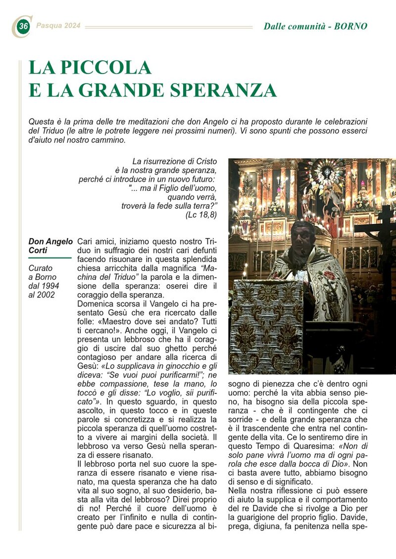 LA PICCOLA E LA GRANDE SPERANZA