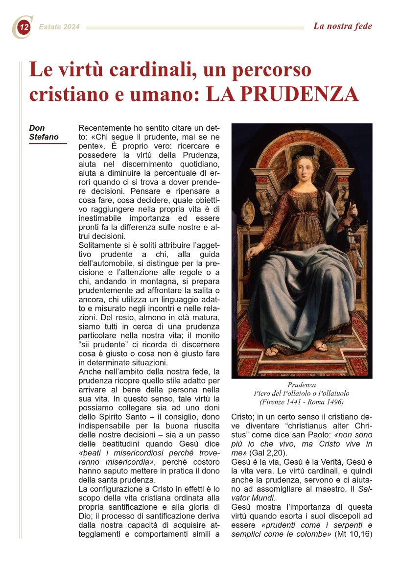 Le virtù cardinali, un percorso cristiano e umano: LA PRUDENZA