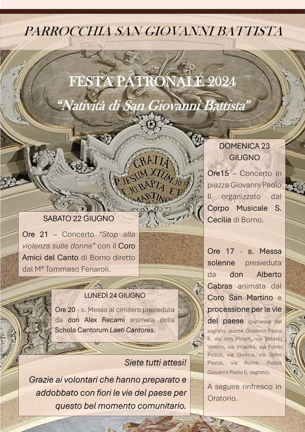 22-24 giugno 2024: Festa del patrono i S. Giovanni Battista a Borno