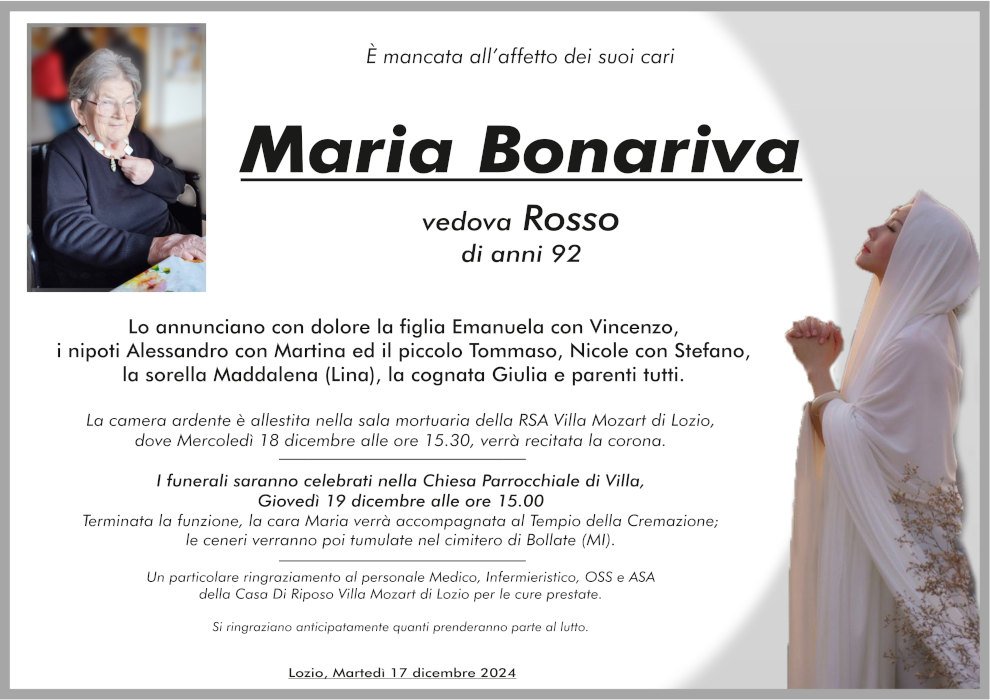 18 dicembre 2024: def Maria Bonariva - Lozio