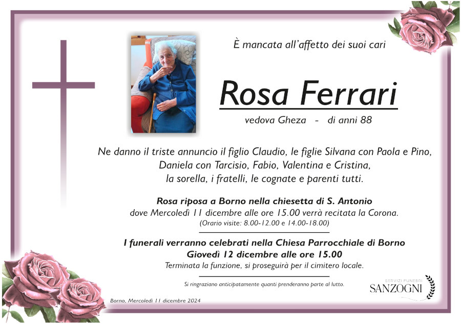 11 dicembre 2024: def Rosa Ferrari - Borno