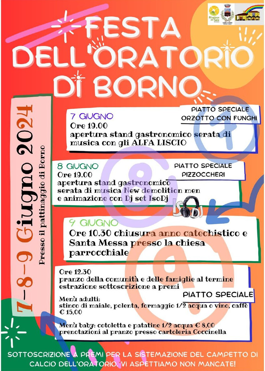 7-8-9 giugno 2024: Festa Oratorio al Pattinaggio - Borno