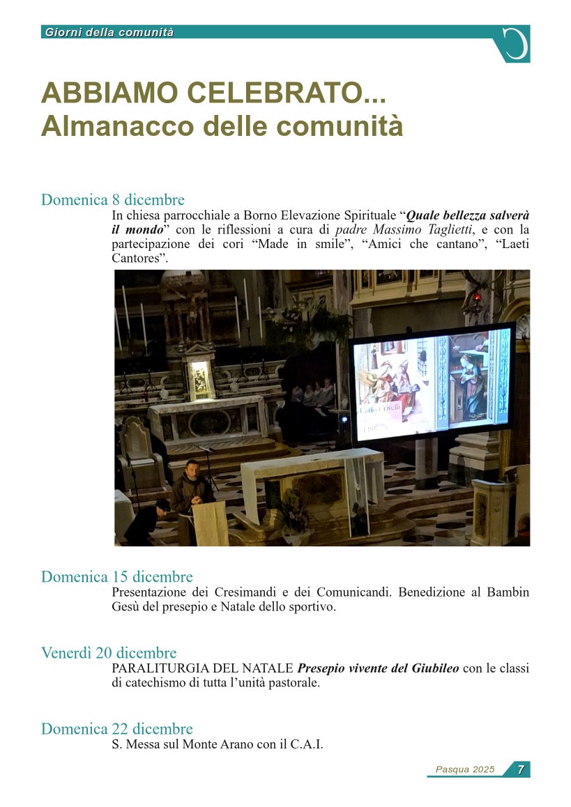 ABBIAMO CELEBRATO... Almanacco delle comunità