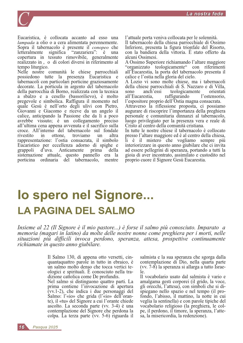 Io spero nel Signore... LA PAGINA DEL SALMO