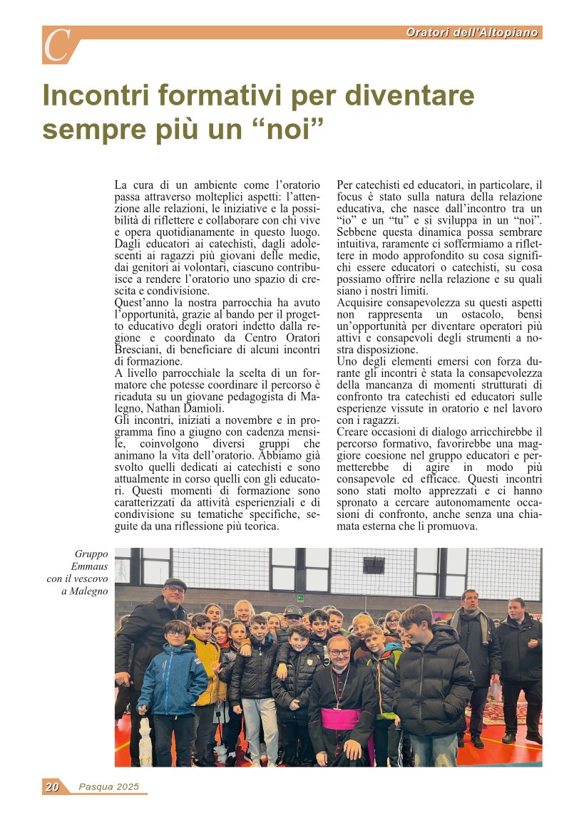 Incontri formativi per diventare sempre più un “noi”