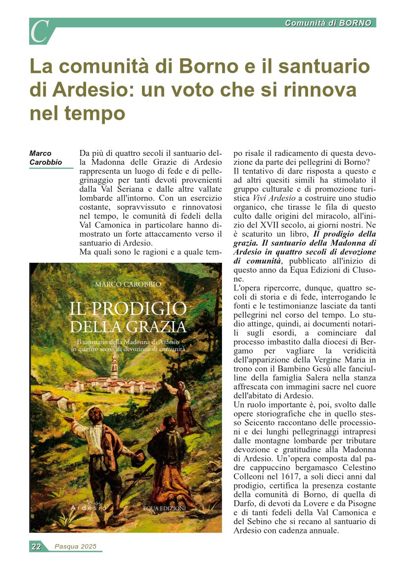 La comunità di Borno e il santuario di Ardesio: un voto che si rinnova nel tempo