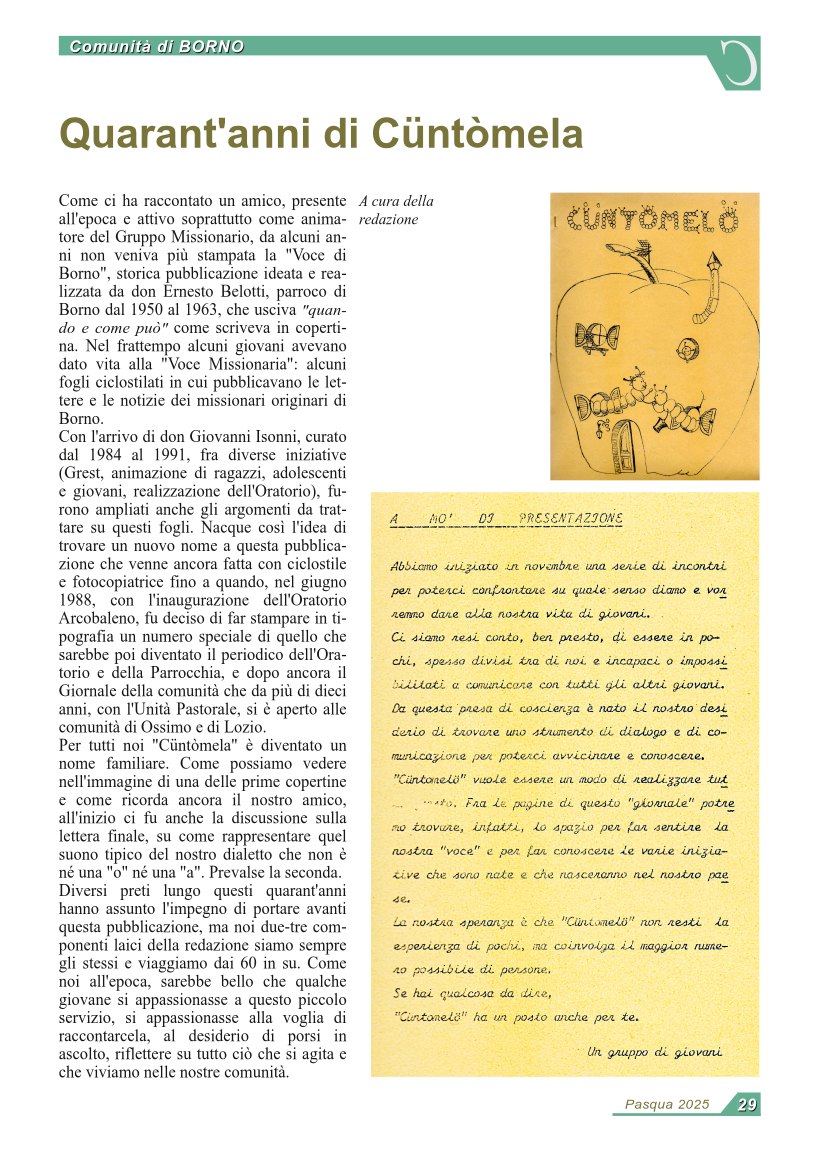 Quarant'anni di Cüntòmela