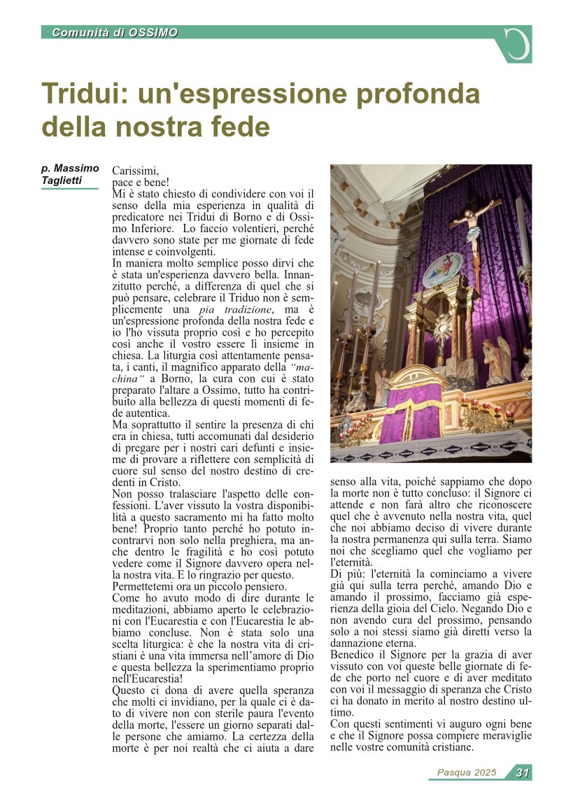 Tridui: un'espressione profonda della nostra fede