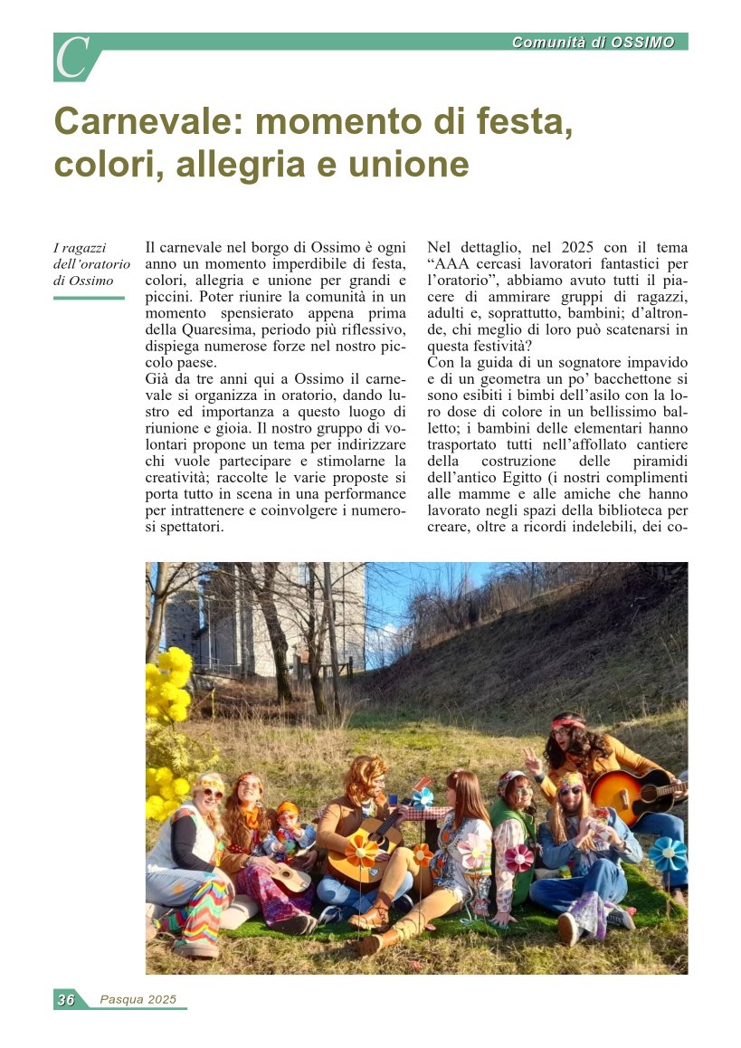 Carnevale: momento di festa, colori, allegria e unione