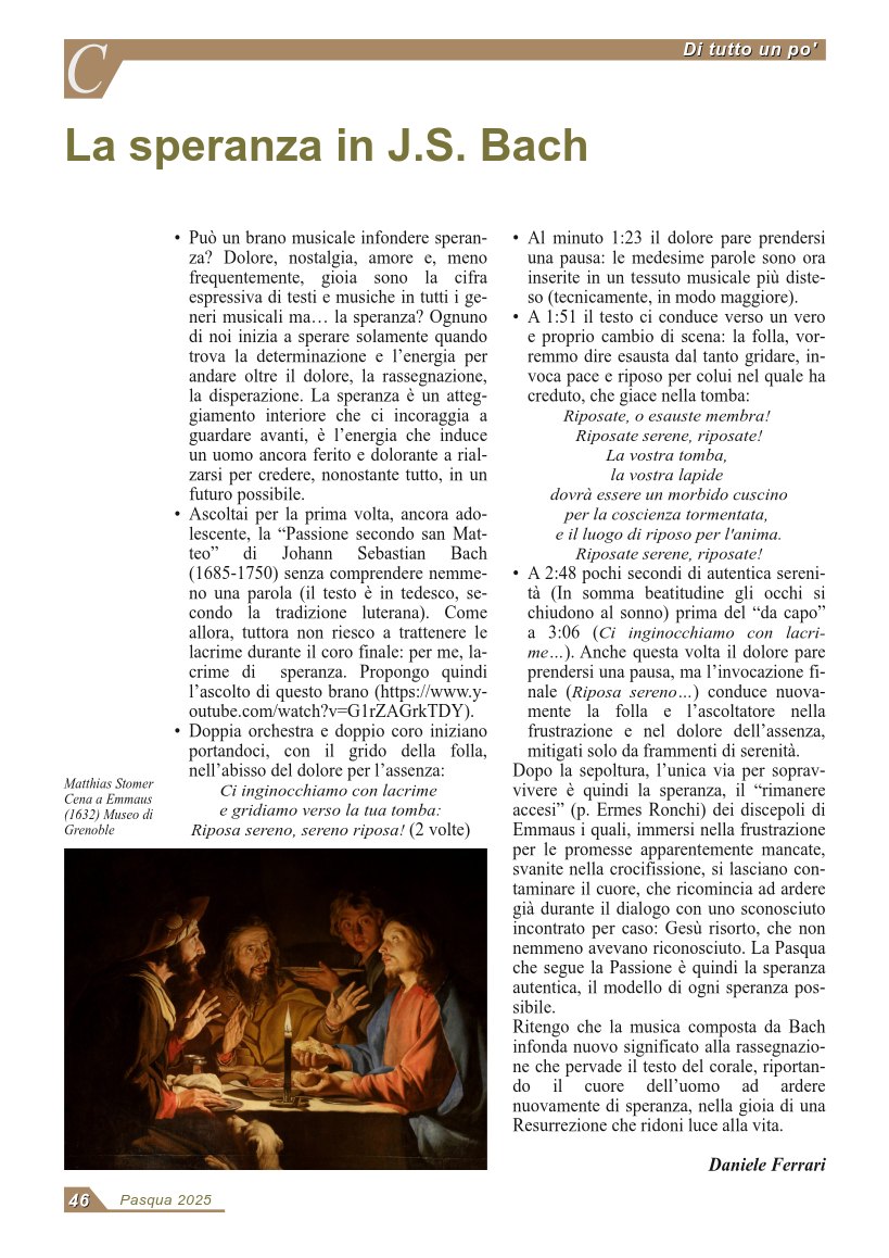 La speranza in J.S. Bach