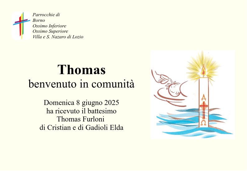 8 giugno 2025: battesimo di <b>Thomas Furloni</b> - Borno