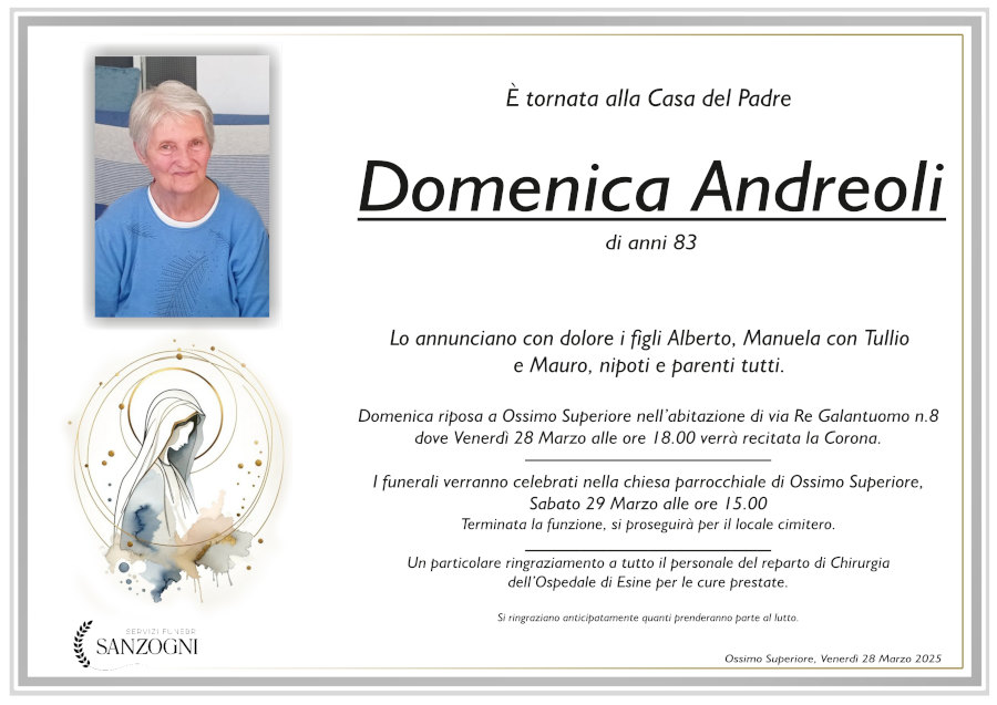 28 marzo 2025: def Domenica Andreoli - Ossimo