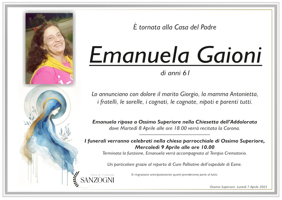 7 aprile 2025: def Emanuela Gaioni - Ossimo Sup.