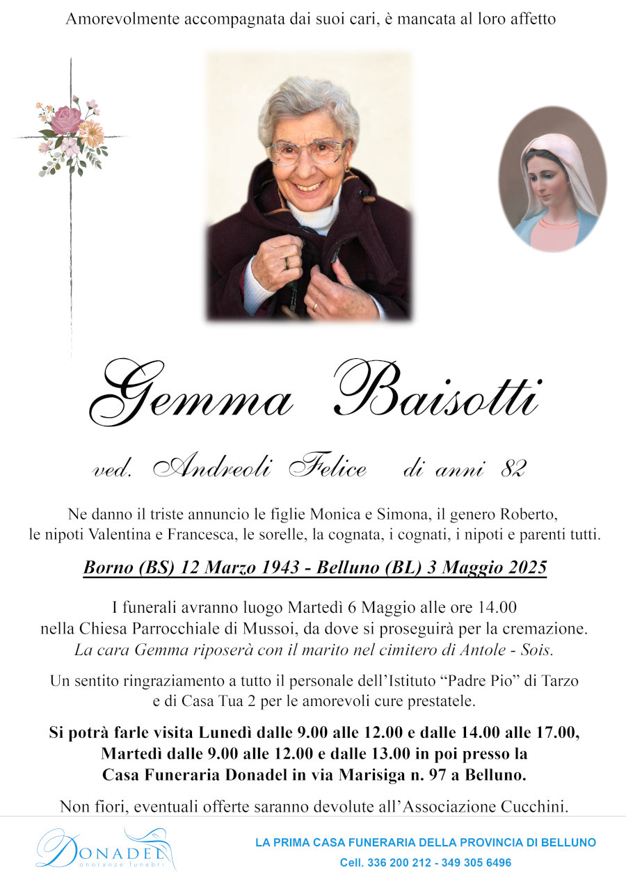 4 maggio 2029: def Gemma Baisotti - Borno