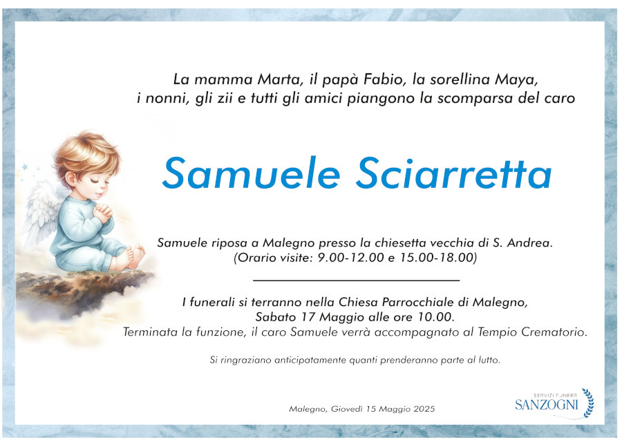 15 maggio 2029: def Samuele Sciarretta