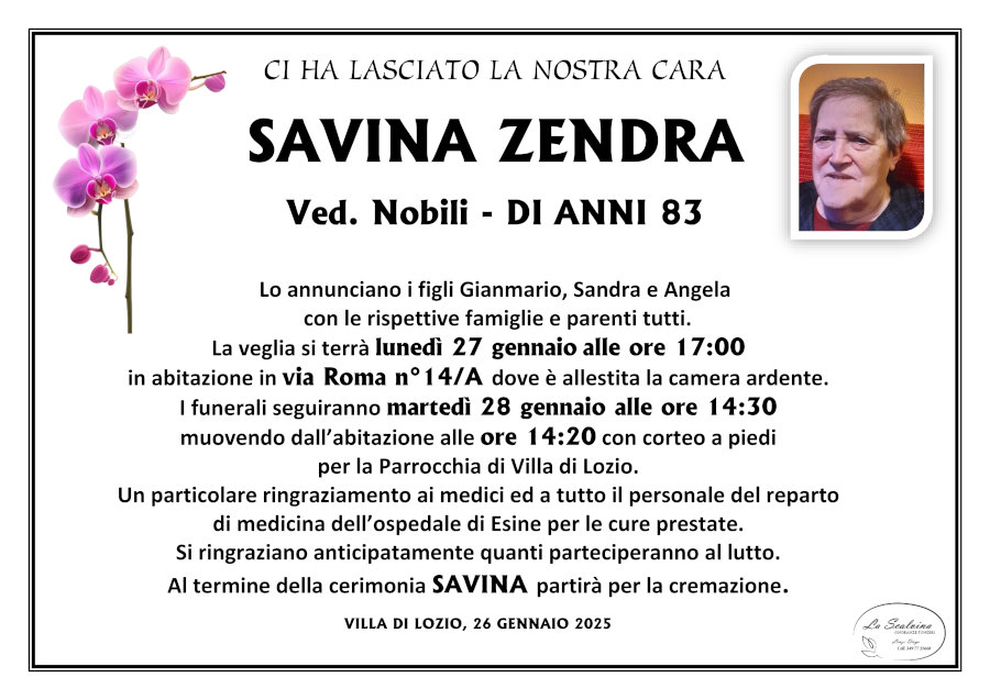 26 gennaio 2025: def Savina Zendra - Lozio
