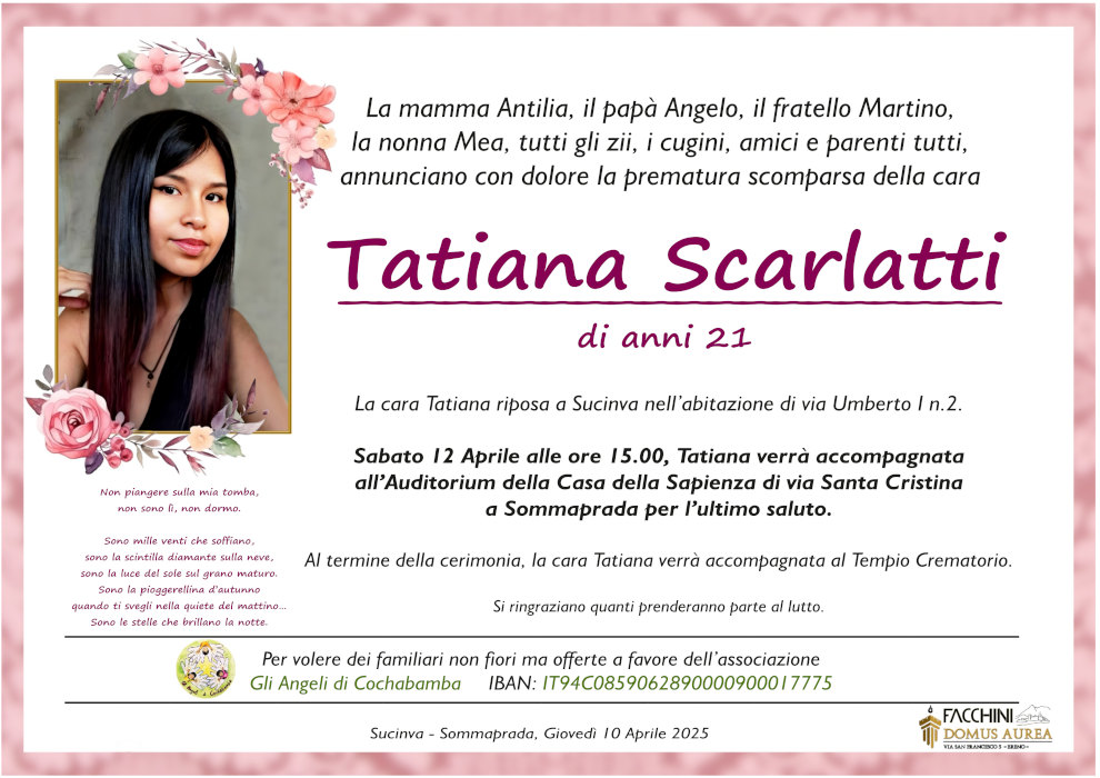 10 aprile 2025: def Tatiana Scarlatti - Lozio