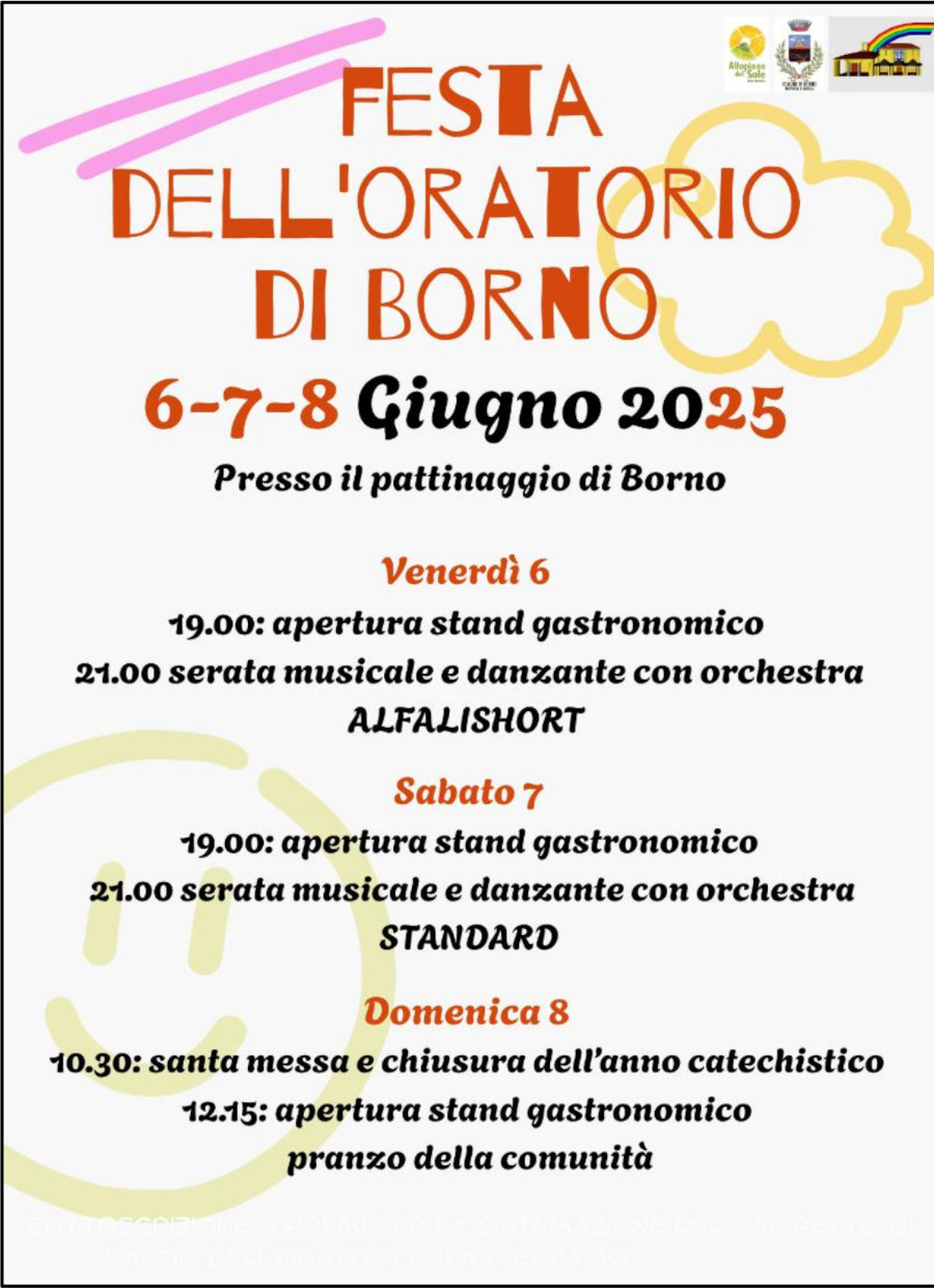 6-7-8 giugno 2025: <b>Festa dell'Oratorio</b> presso il Pattinaggio a Borno