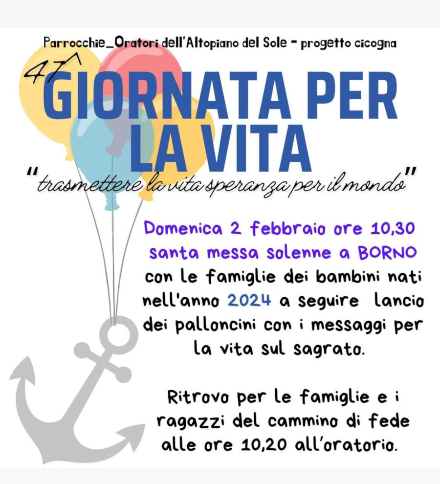 Domenica 2 febbraio 2025: Giornata per la Vita