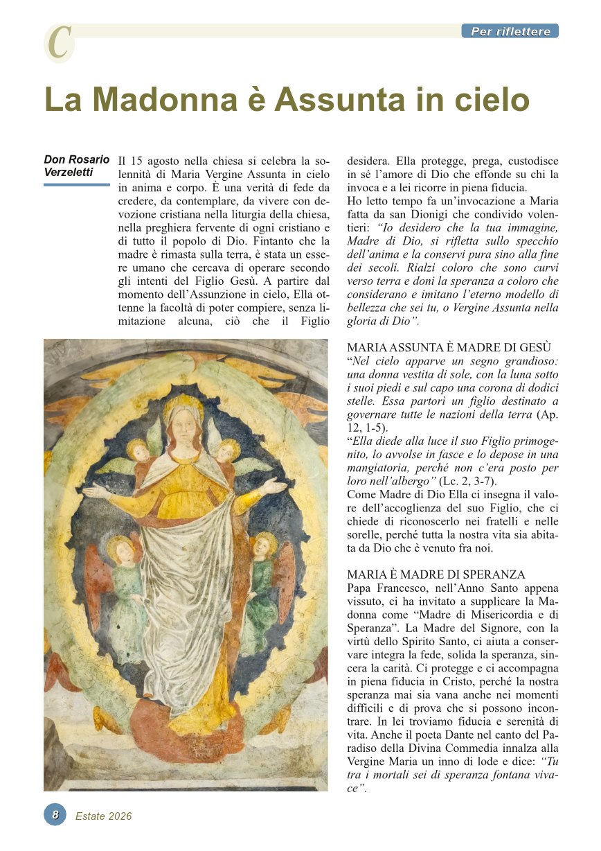 La Madonna è Assunta in cielo