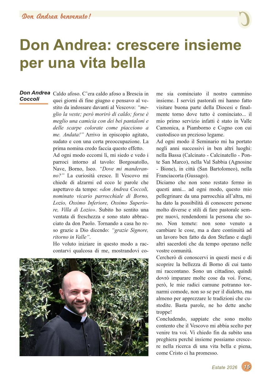 Don Andrea: crescere insieme per una vita bella
