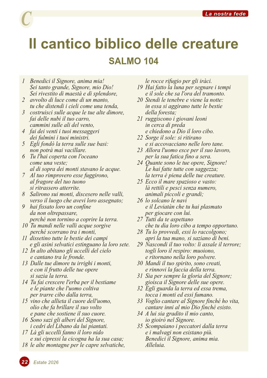 Il cantico biblico delle creature SALMO 104