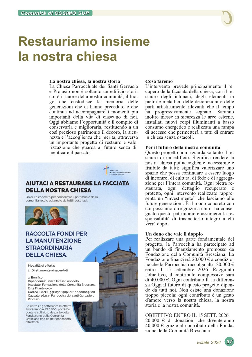 Restauriamo insieme la nostra chiesa