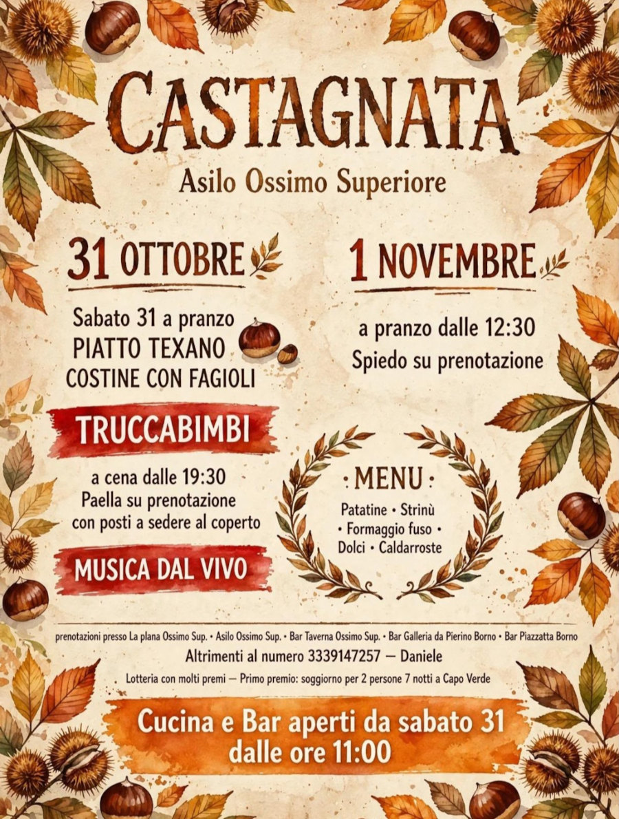 31 ottobre 1 novembre 2026: <b>Castagnata</a> ad Ossimo Sup.