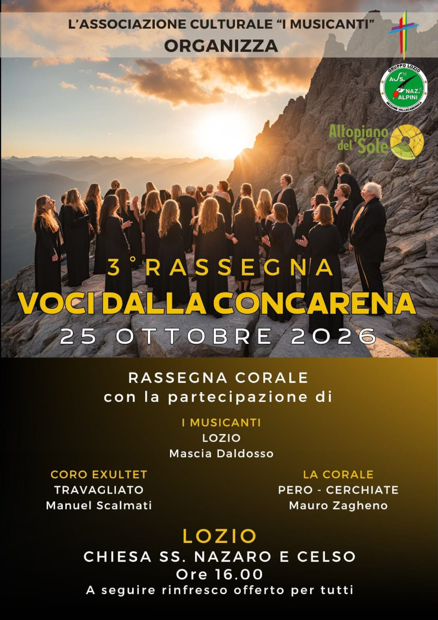 25 ottobre 2026 ore 16.00: Rassegna <b>Voci dalla Concarena</a> - chiesa ss. Nazaro e Celso a Lozio