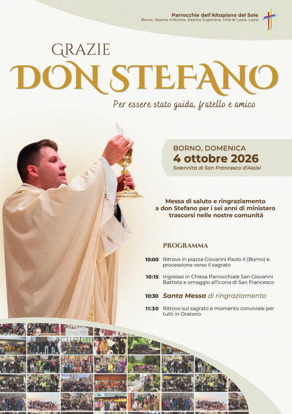 4 ottobre 2026 ore 10.30 a Borno: Santa Messa, ringraziamento e saluto a <b>don Stefano</b>