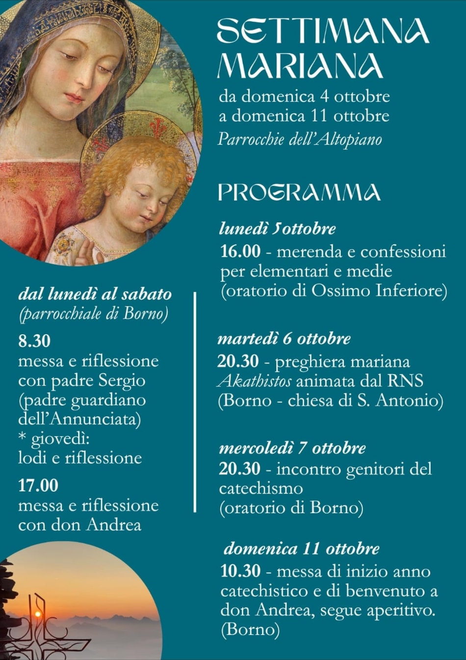 dal 4 al 10 ottobre 2026 a Borno: <b>settimana Mariana</b>